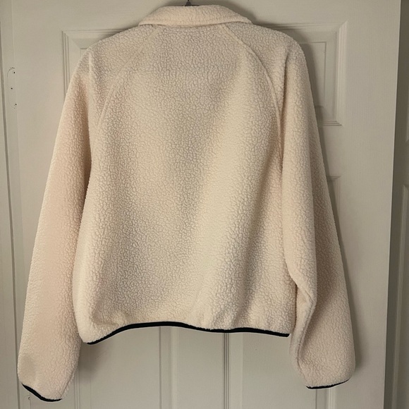 PacSun Ivory/Black Zip Up Sherpa Medium - Picture 2 of 5